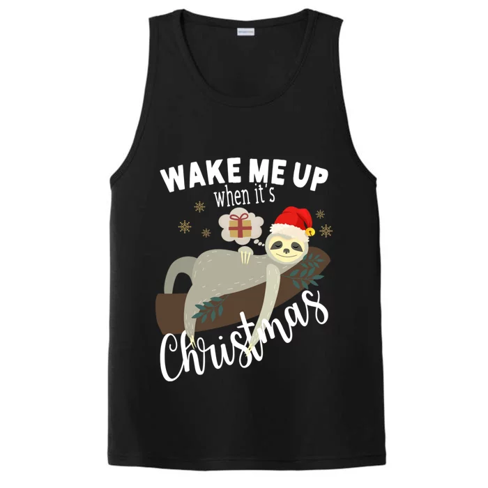 Wake Me Up When ItS Christmas Lazy Funny Sleeping Sloth Meaningful Gift Performance Tank