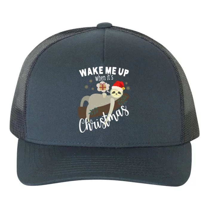 Wake Me Up When ItS Christmas Lazy Funny Sleeping Sloth Meaningful Gift Yupoong Adult 5-Panel Trucker Hat