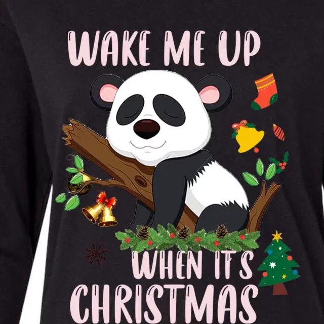 Wake Me Up When ItS Christmas Panda Xmas Martial Arts Class Gift Womens Cotton Relaxed Long Sleeve T-Shirt