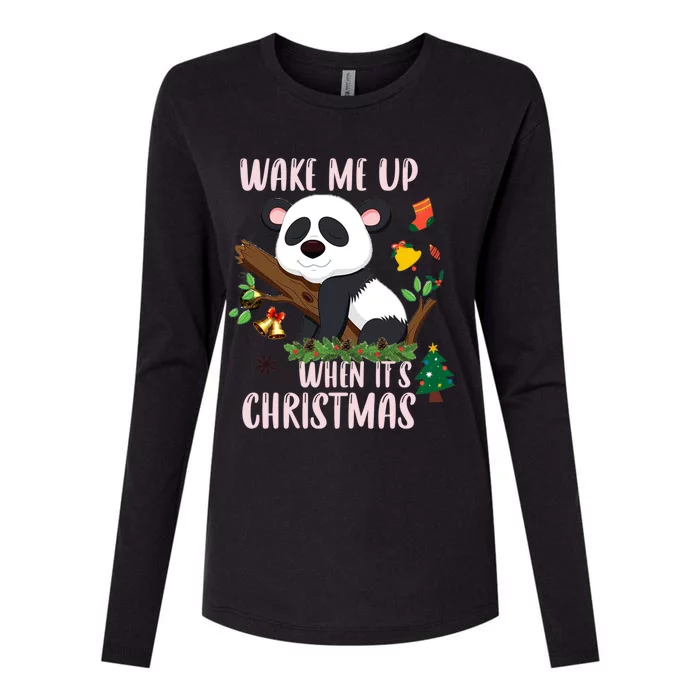 Wake Me Up When ItS Christmas Panda Xmas Martial Arts Class Gift Womens Cotton Relaxed Long Sleeve T-Shirt