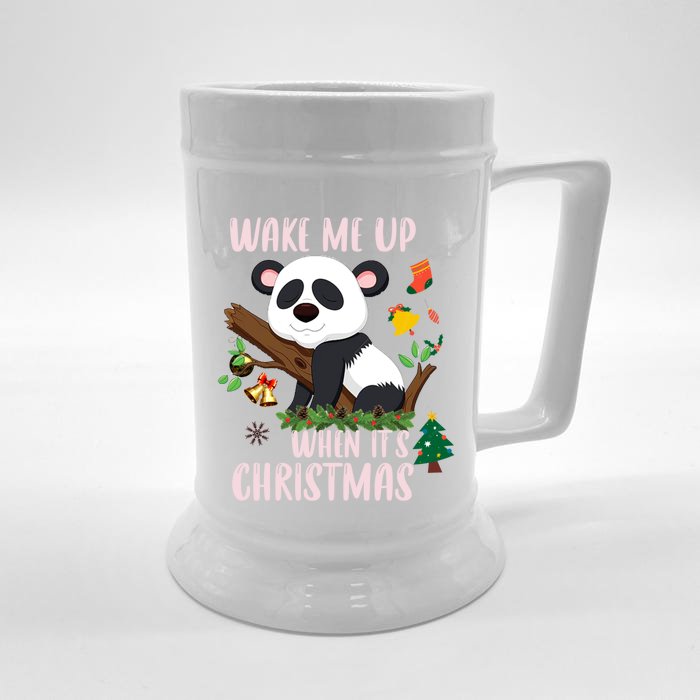 Wake Me Up When ItS Christmas Panda Xmas Martial Arts Class Gift Front & Back Beer Stein