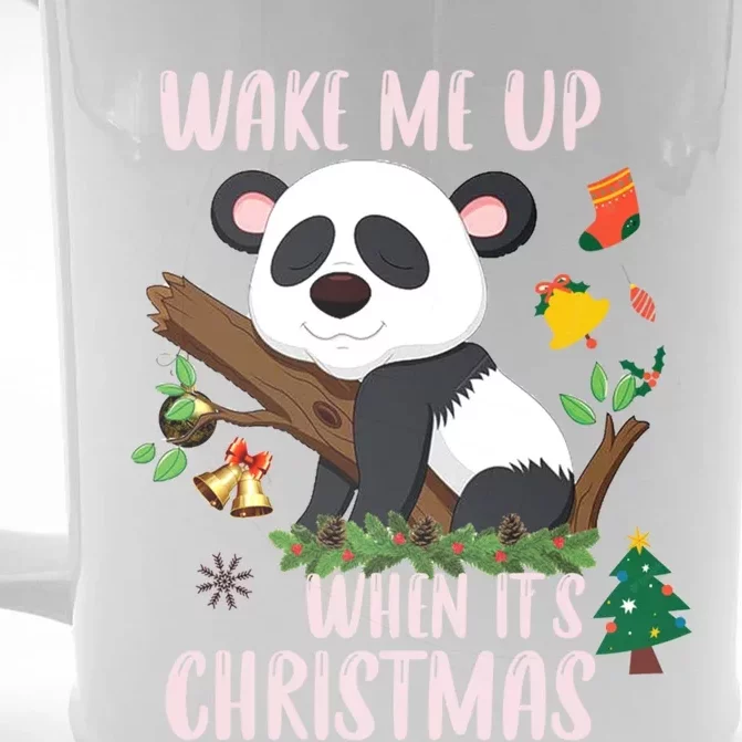 Wake Me Up When ItS Christmas Panda Xmas Martial Arts Class Gift Front & Back Beer Stein