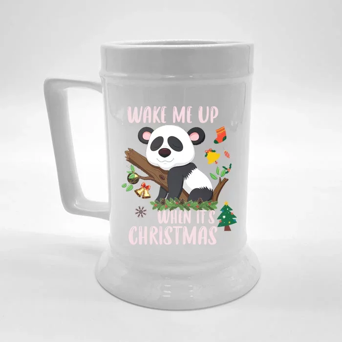 Wake Me Up When ItS Christmas Panda Xmas Martial Arts Class Gift Front & Back Beer Stein