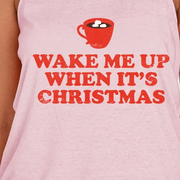 Wake Me Up When ItS Christmas Gift Women's Knotted Racerback Tank