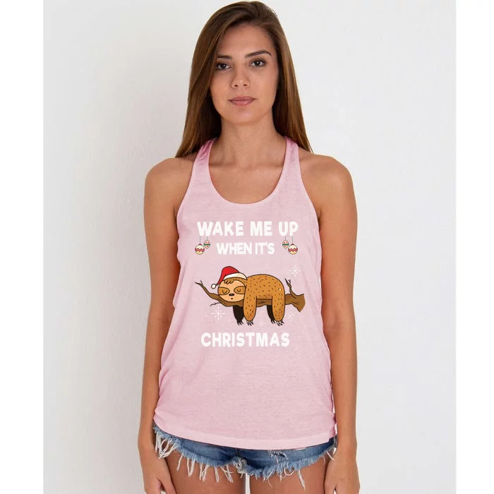 Wake Me Up When ItS Christmas Meaningful Gift Women's Knotted Racerback Tank