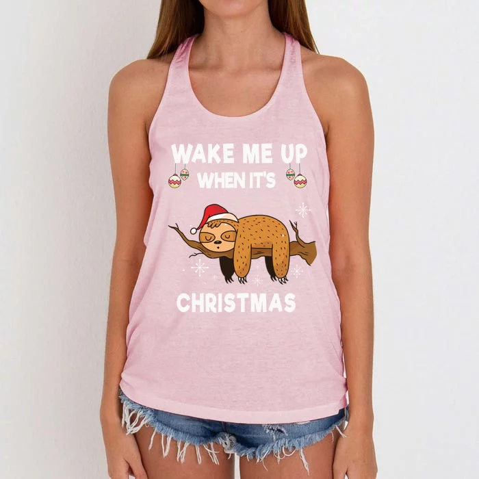 Wake Me Up When ItS Christmas Meaningful Gift Women's Knotted Racerback Tank