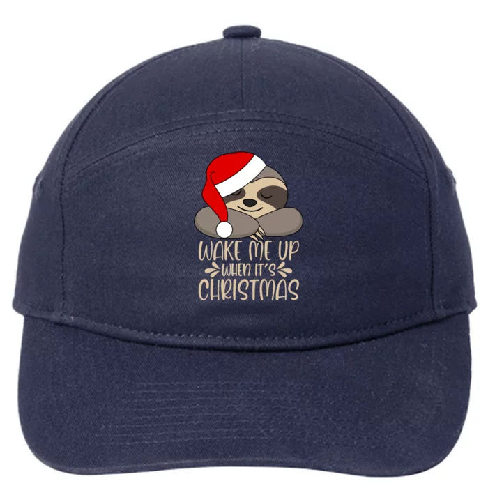 Wake Me Up When ItS Christmas Santa Claus Sloth Gift 7-Panel Snapback Hat