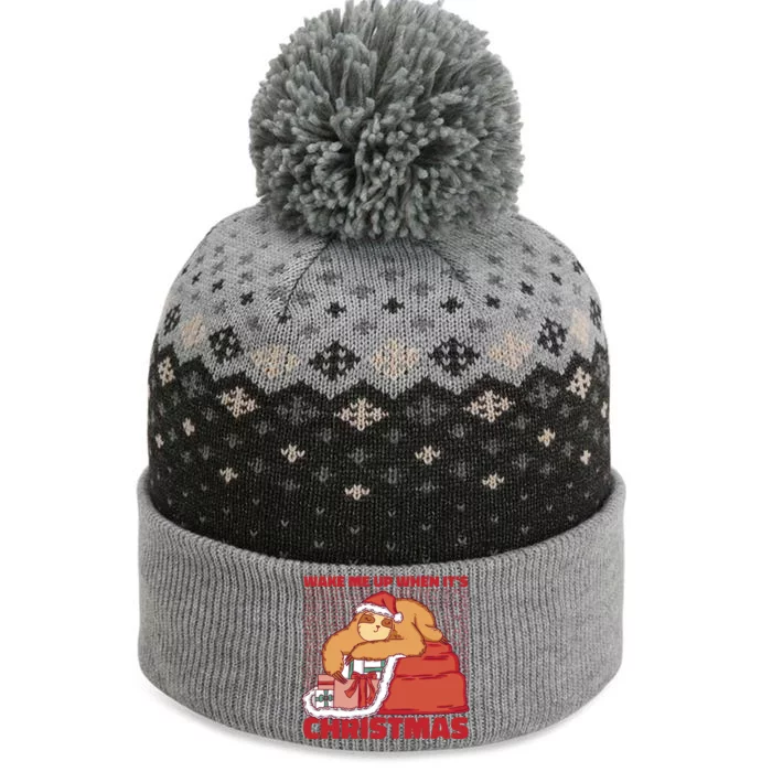 Wake Me Up When It's Christmas Sleeping Sloth The Baniff Cuffed Pom Beanie