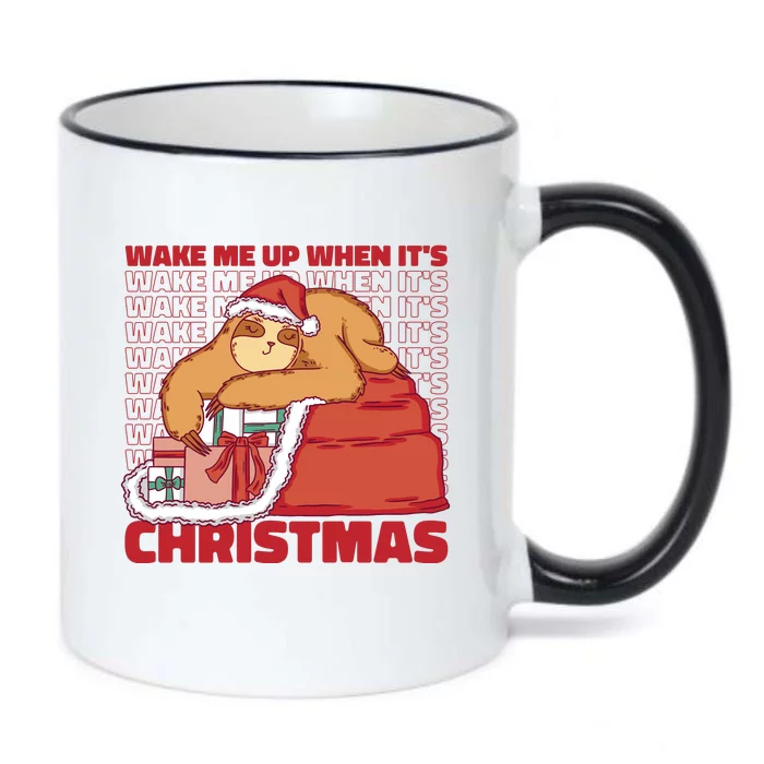 Wake Me Up When It's Christmas Sleeping Sloth Black Color Changing Mug