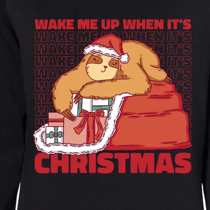 Wake Me Up When It's Christmas Sleeping Sloth Womens California Wash Sweatshirt