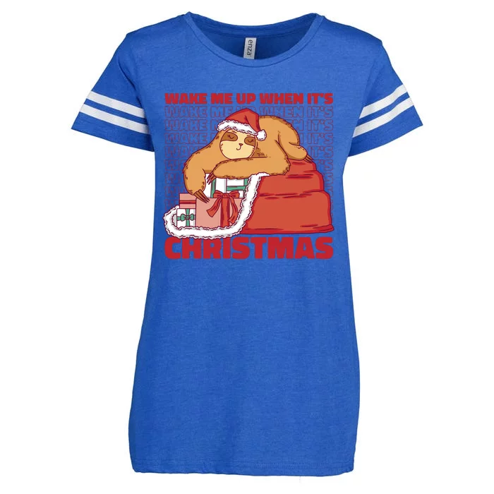 Wake Me Up When It's Christmas Sleeping Sloth Enza Ladies Jersey Football T-Shirt