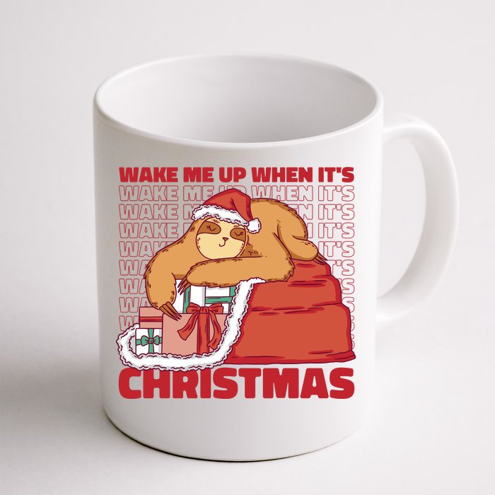 Wake Me Up When It's Christmas Sleeping Sloth Front & Back Coffee Mug