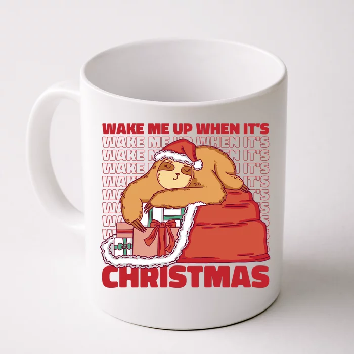 Wake Me Up When It's Christmas Sleeping Sloth Front & Back Coffee Mug