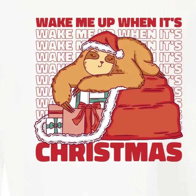 Wake Me Up When It's Christmas Sleeping Sloth Cropped Pullover Crew