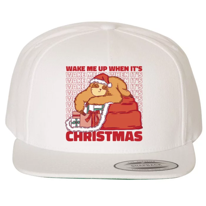 Wake Me Up When It's Christmas Sleeping Sloth Wool Snapback Cap