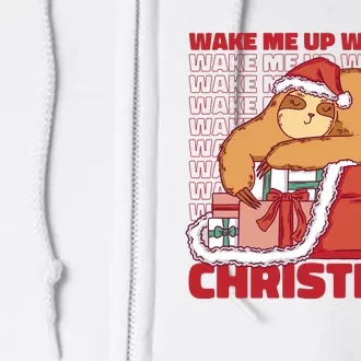 Wake Me Up When It's Christmas Sleeping Sloth Full Zip Hoodie