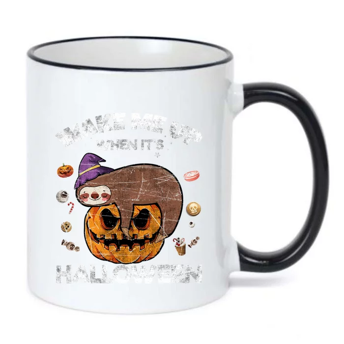 Wake Me Up When Its Halloween Sloth Halloween Graphic Gift Cute Gift Black Color Changing Mug