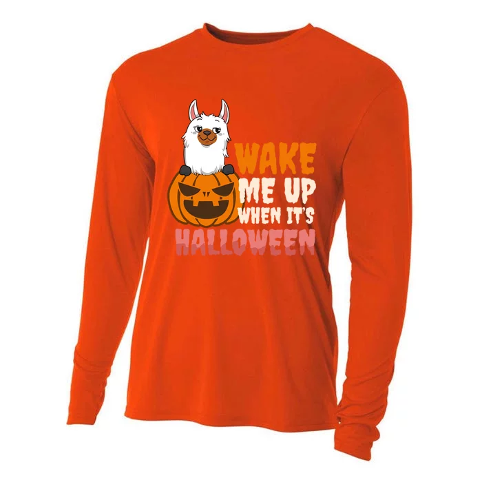 Wake Me Up When Its Design Halloween Llama Funny Gift Cooling Performance Long Sleeve Crew