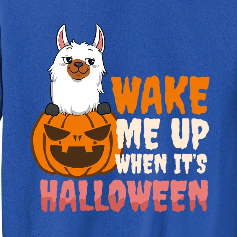 Wake Me Up When Its Design Halloween Llama Funny Gift Tall Sweatshirt