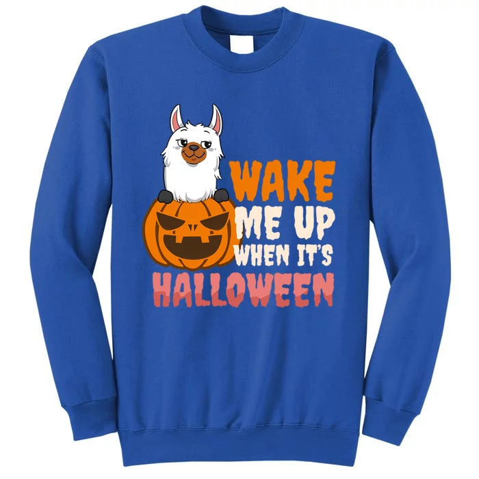 Wake Me Up When Its Design Halloween Llama Funny Gift Tall Sweatshirt