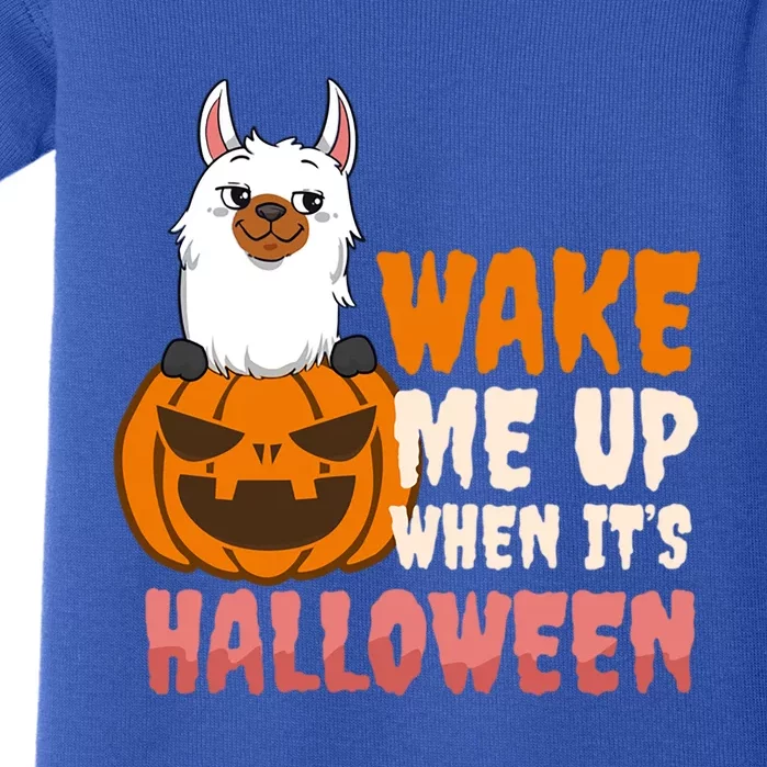 Wake Me Up When Its Design Halloween Llama Funny Gift Baby Bodysuit