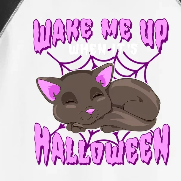 Wake Me Up When Its Halloween Black Cat Gift Toddler Fine Jersey T-Shirt