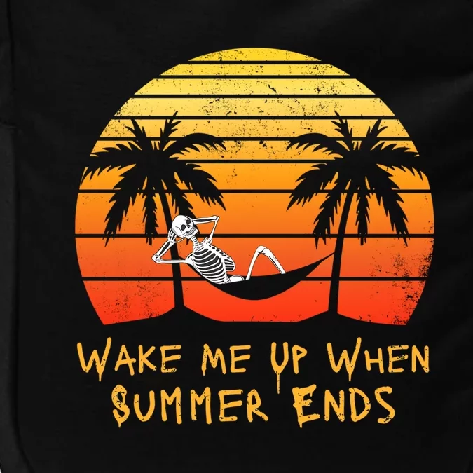 Wake Me Up When Summer Ends Beach Skeleton Funny Halloween Gift Impact Tech Backpack