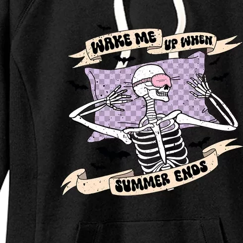 Wake Me Up When Summer Ends Funny Skeleton Halloween Gift Women's Fleece Hoodie