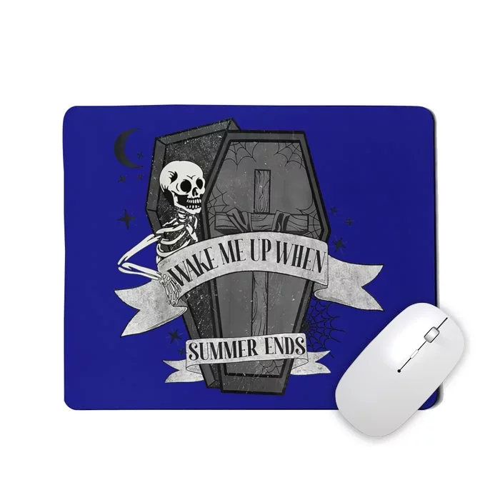 Wake Me Up When Summer Ends Funny Skeleton Halloween Gift Mousepad