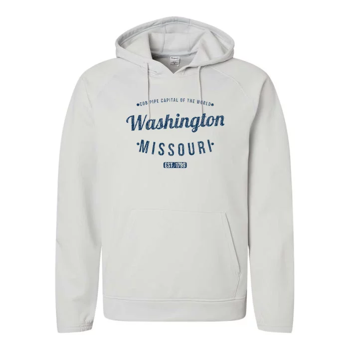 Washington Missouri Vintage Souvenir Washington Performance Fleece Hoodie