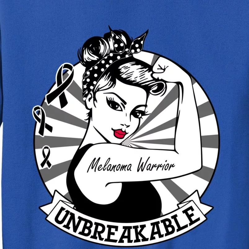 Wo Melanoma Warrior Unbreakable Cool Gift Melanoma Awareness Gift Tall Sweatshirt