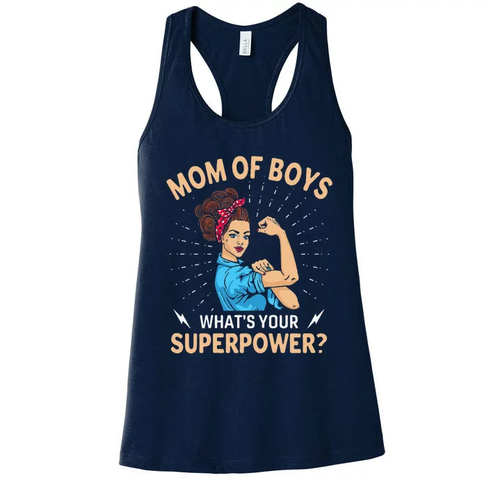 Womens Mom, What's Your Superpower, Mommy Gifts Women's Racerback Tank