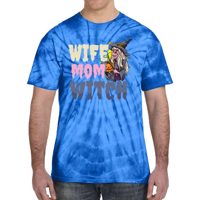 Wife Mom Witch Design Halloween Witch Gift Tie-Dye T-Shirt