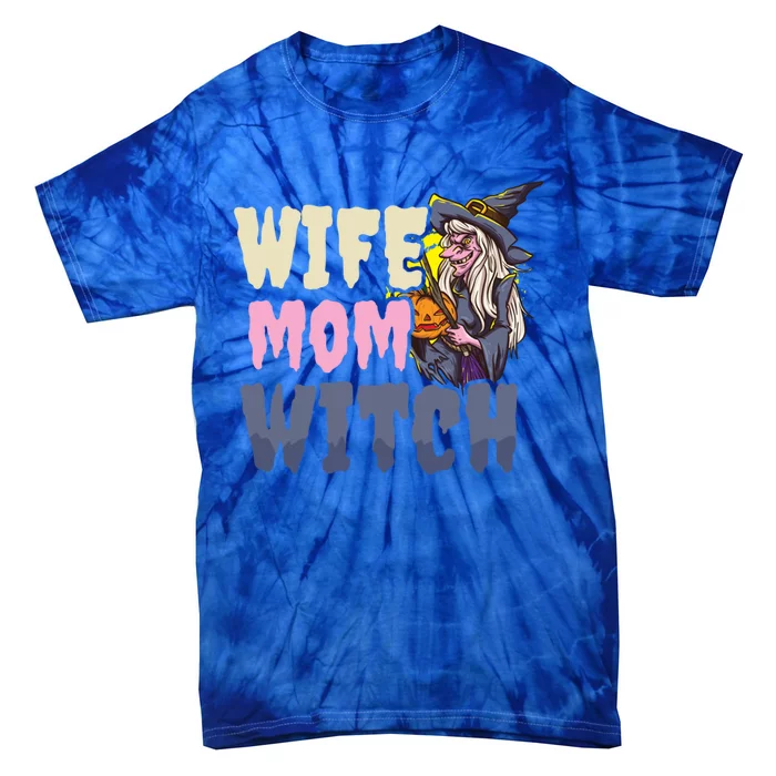 Wife Mom Witch Design Halloween Witch Gift Tie-Dye T-Shirt