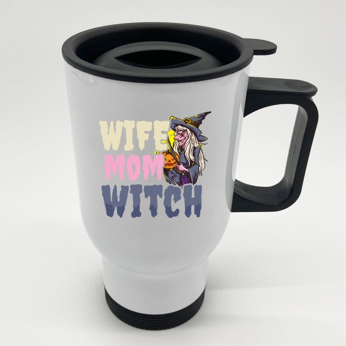 Wife Mom Witch Design Halloween Witch Gift Front & Back Stainless Steel Travel Mug