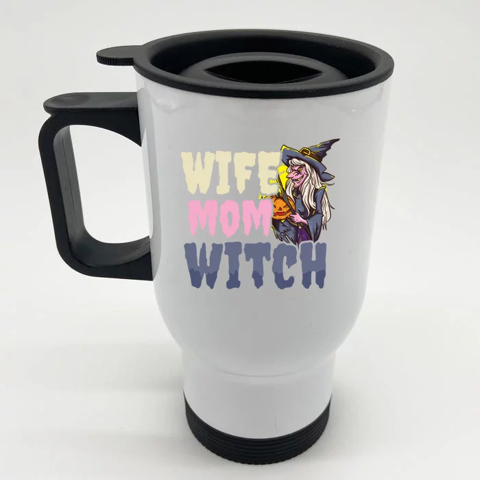 Wife Mom Witch Design Halloween Witch Gift Front & Back Stainless Steel Travel Mug