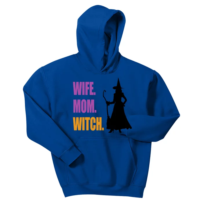 Wife Mom Witch For Witch Halloween Costume Witchy Gift Kids Hoodie