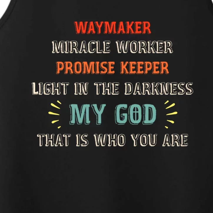 Waymaker Miracle Worker Promise Keeper John 3:16 Christian Gift Performance Tank