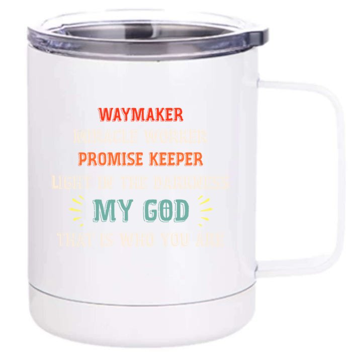 Waymaker Miracle Worker Promise Keeper John 3:16 Christian Gift Front & Back 12oz Stainless Steel Tumbler Cup