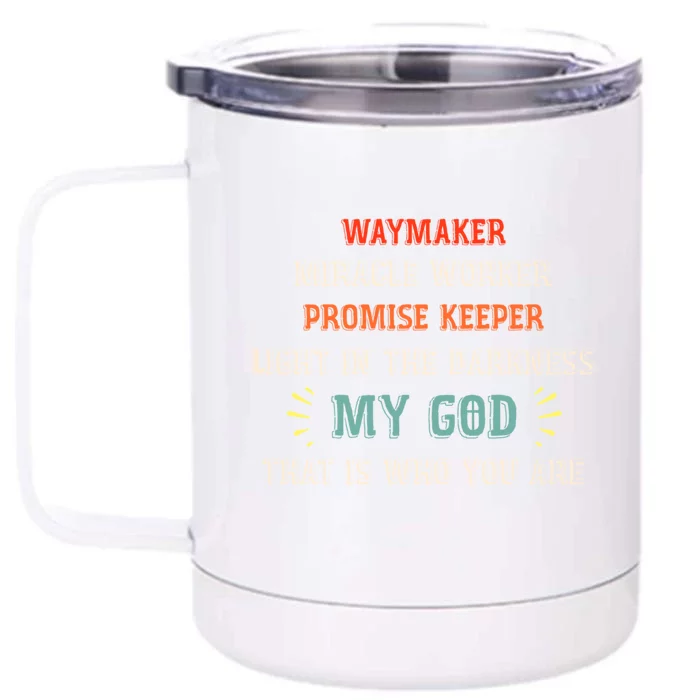 Waymaker Miracle Worker Promise Keeper John 3:16 Christian Gift Front & Back 12oz Stainless Steel Tumbler Cup