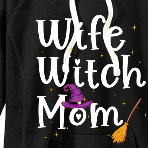 Wife Mom Witch Funny Halloween Costume For Mommy Gift Women's Fleece Hoodie