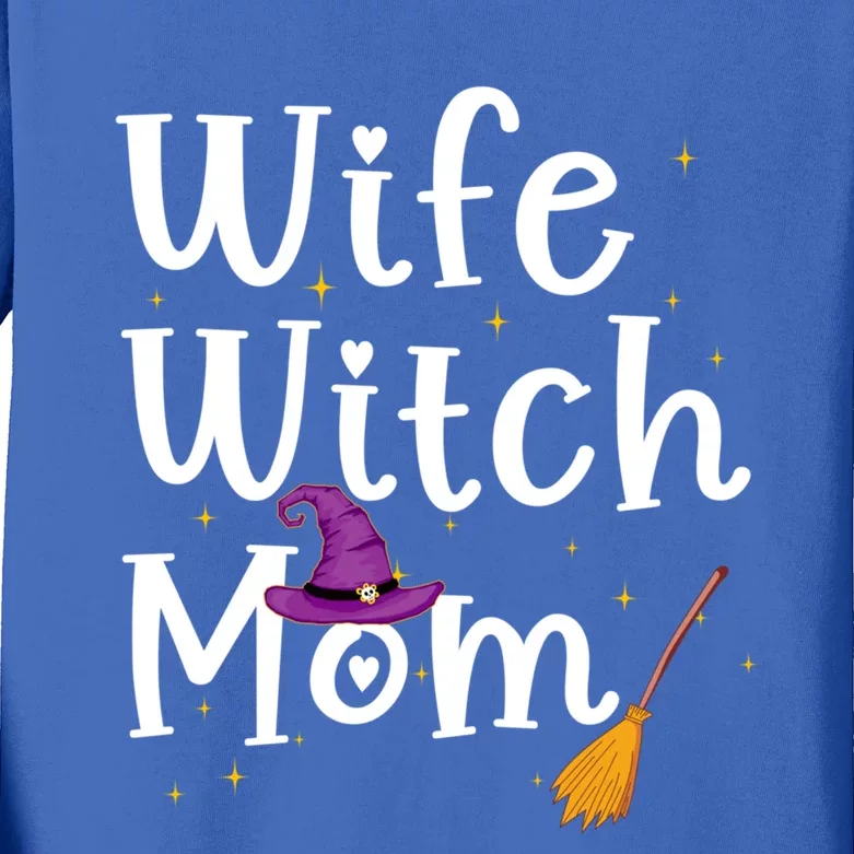 Wife Mom Witch Funny Halloween Costume For Mommy Gift Kids Long Sleeve Shirt