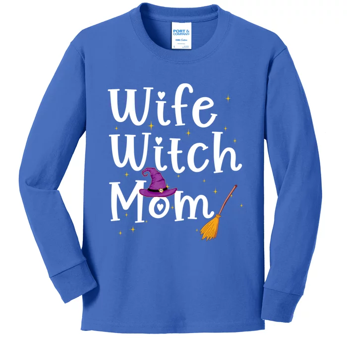 Wife Mom Witch Funny Halloween Costume For Mommy Gift Kids Long Sleeve Shirt