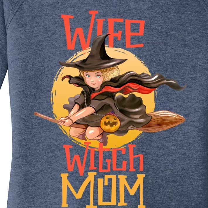 Wife Mom Witch Funny Halloween Costume Gift Women's Perfect Tri Tunic Long Sleeve Shirt