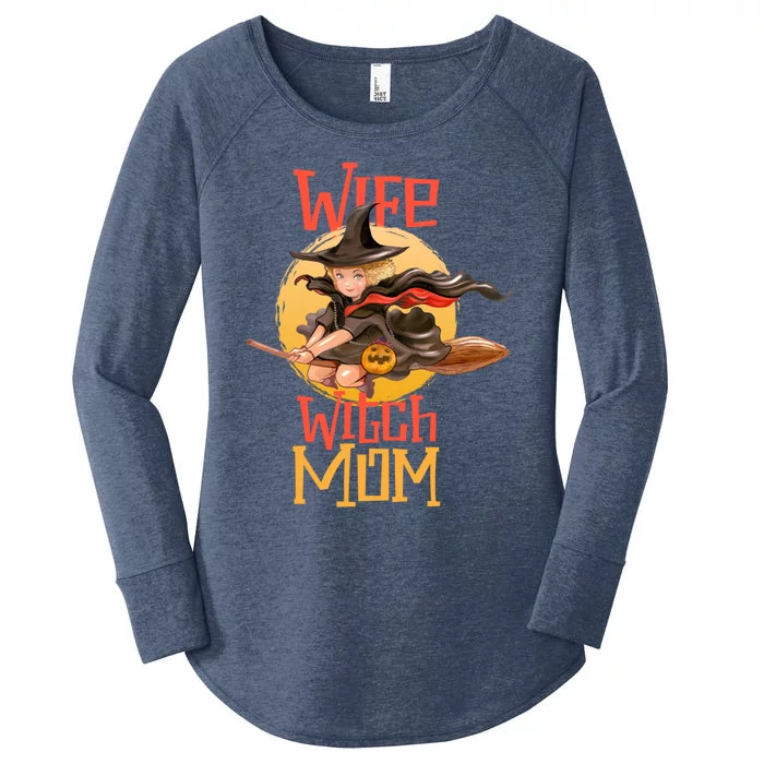 Wife Mom Witch Funny Halloween Costume Gift Women's Perfect Tri Tunic Long Sleeve Shirt