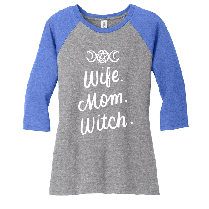 Wife Mom Witch Funny Halloween Funny Gift Witchcraft Wicca Gift Women's Tri-Blend 3/4-Sleeve Raglan Shirt