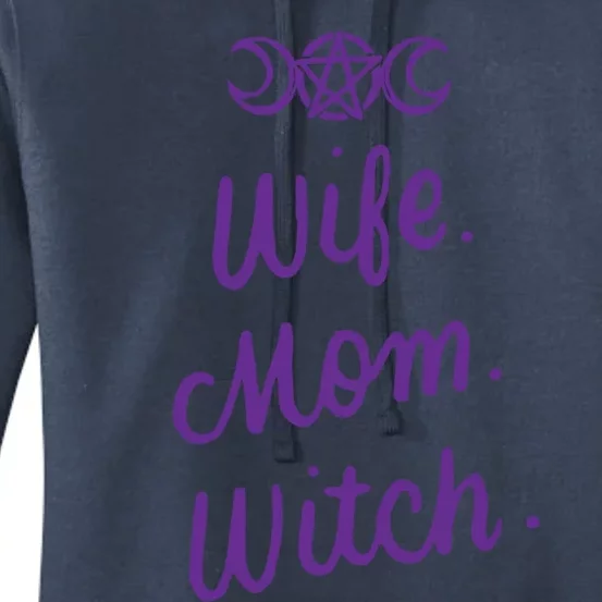 Wife Mom Witch Funny Halloween Funny Gift Witchcraft Wicca Gift Women's Pullover Hoodie