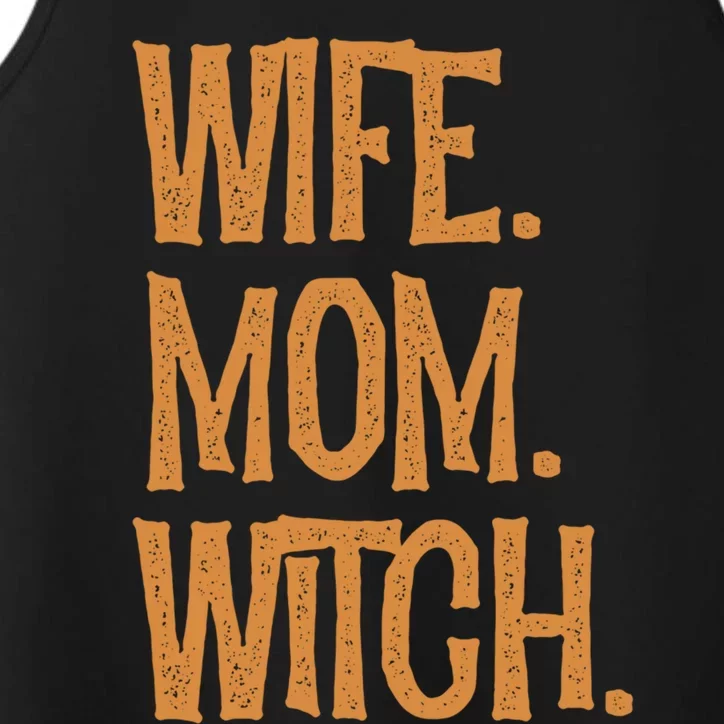 Wife Mom Witch Halloween Spooky Evil Witchcraft Humor Gift Performance Tank