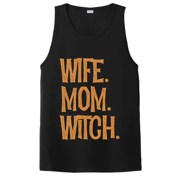 Wife Mom Witch Halloween Spooky Evil Witchcraft Humor Gift Performance Tank