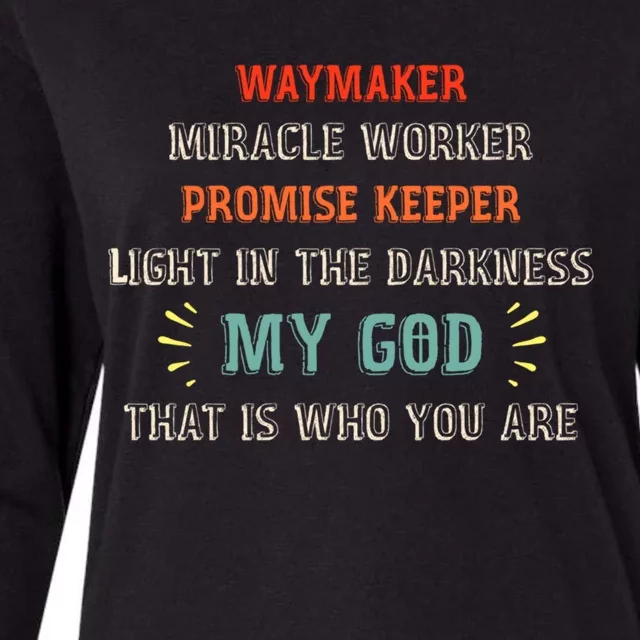 Waymaker Miracle Worker Promise Keeper John 3:16 Christian Cute Gift Womens Cotton Relaxed Long Sleeve T-Shirt